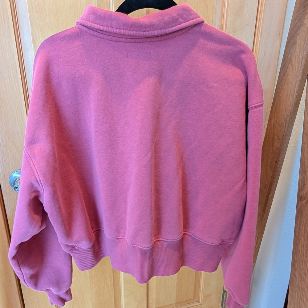 BP Pink Fleece Cropped Pullover With Button Collar - Picture 6 of 6